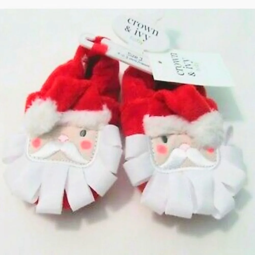 Crown and Ivy Unisex Size 5 Santa House Shoes 12 to 18 Months Christmas Slippers